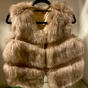 Tan/Gold Faux Fur Vest